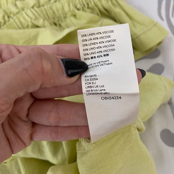 Free People Everything Green Off The Shoulder Linen Blend Top 6 - Picture 7 of 7